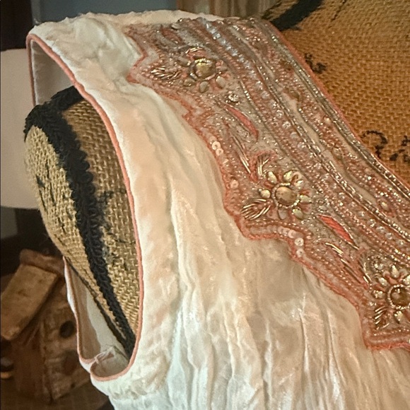 Bohemian Embroidered Hand Beaded White & Silver-Style Women’s Tunic Dress - Picture 4 of 15